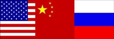 US, China, Russia flags
