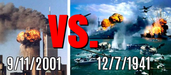 9/11/2001 Attack vs. Pearl Harbor Attack